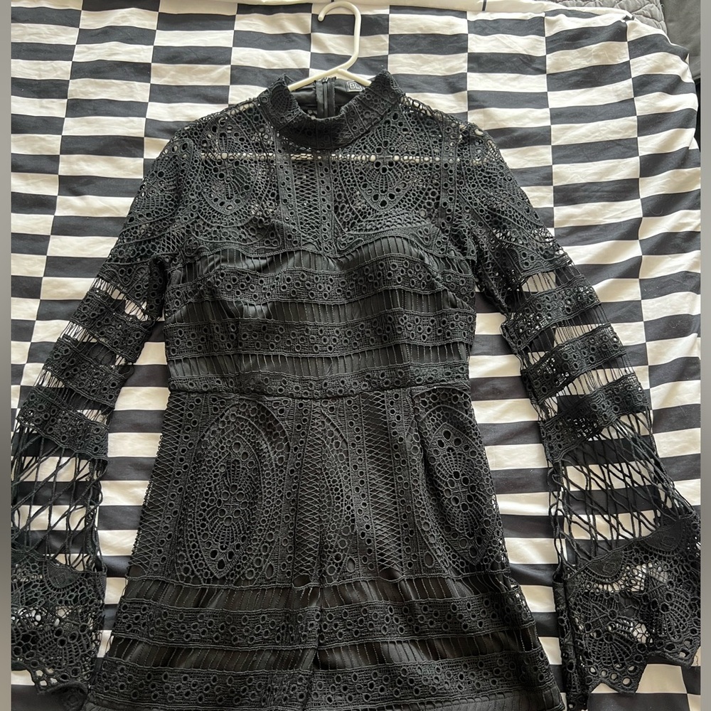 Blithe Large Black Crochet Romper